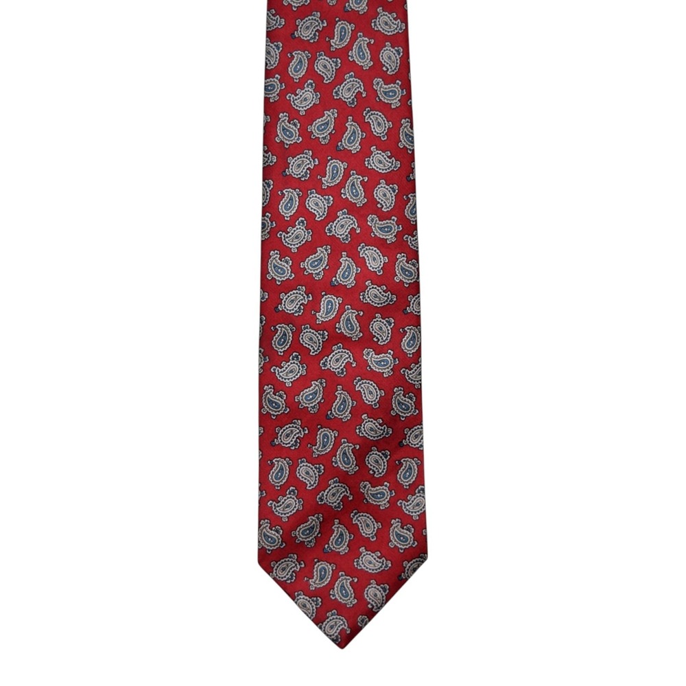 Vintage GANT Red Paisley Woven 100% Silk Preppy Necktie Made In USA 57" x 3.25" - Picture 4 of 9